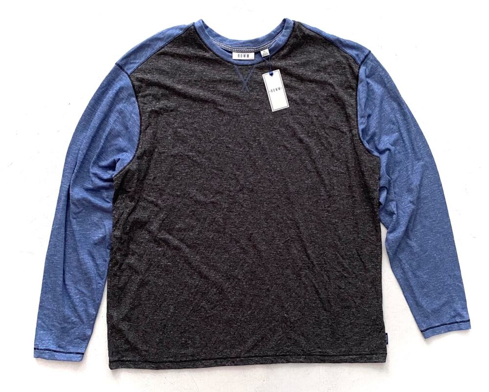 ROWM Shirt Long Sleeve Blue Gray Color Block Cotton Blend XL